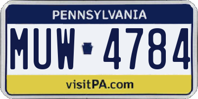 PA license plate MUW4784
