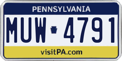 PA license plate MUW4791