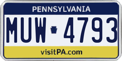 PA license plate MUW4793