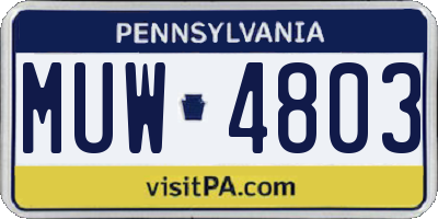 PA license plate MUW4803