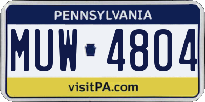 PA license plate MUW4804