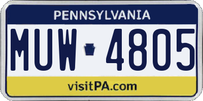 PA license plate MUW4805