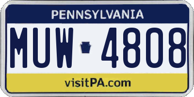 PA license plate MUW4808