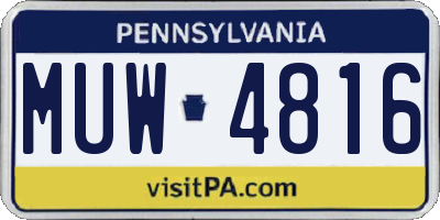 PA license plate MUW4816