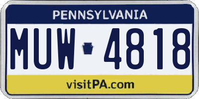 PA license plate MUW4818
