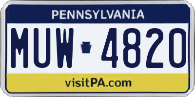 PA license plate MUW4820