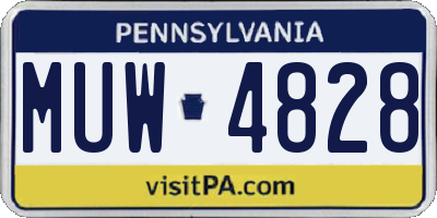 PA license plate MUW4828