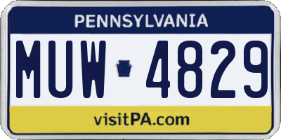 PA license plate MUW4829