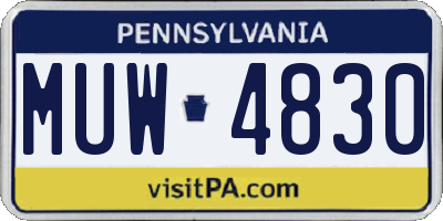 PA license plate MUW4830