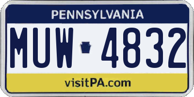PA license plate MUW4832