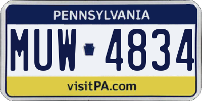 PA license plate MUW4834