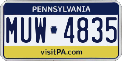 PA license plate MUW4835