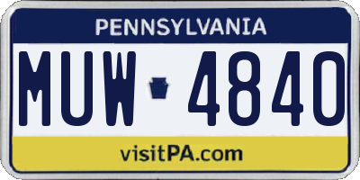 PA license plate MUW4840