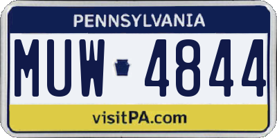 PA license plate MUW4844
