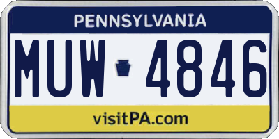 PA license plate MUW4846