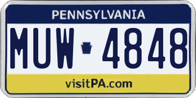 PA license plate MUW4848