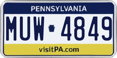 PA license plate MUW4849