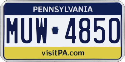 PA license plate MUW4850