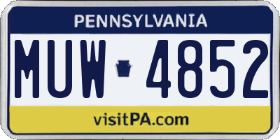 PA license plate MUW4852