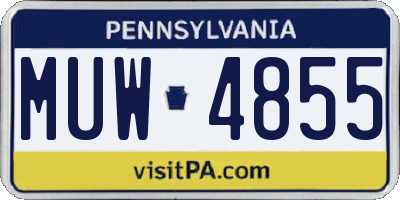 PA license plate MUW4855