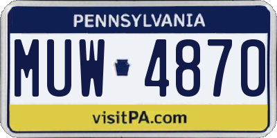 PA license plate MUW4870