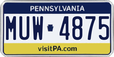 PA license plate MUW4875