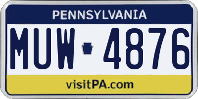 PA license plate MUW4876