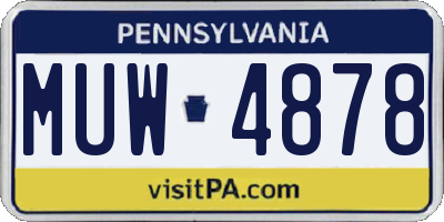 PA license plate MUW4878