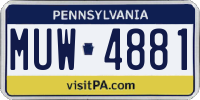PA license plate MUW4881