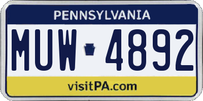 PA license plate MUW4892