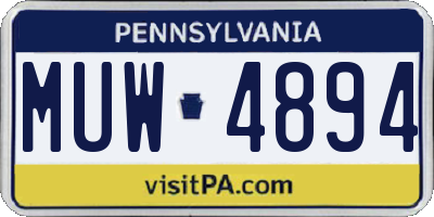 PA license plate MUW4894