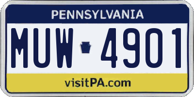 PA license plate MUW4901