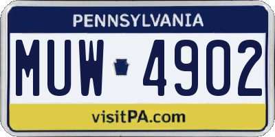 PA license plate MUW4902