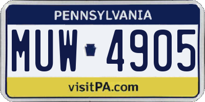 PA license plate MUW4905