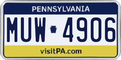 PA license plate MUW4906