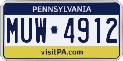 PA license plate MUW4912