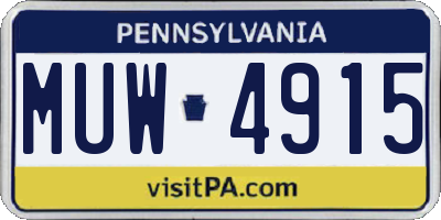 PA license plate MUW4915
