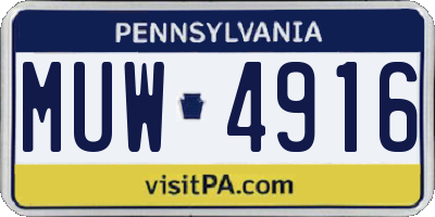 PA license plate MUW4916