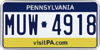 PA license plate MUW4918