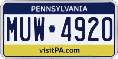 PA license plate MUW4920