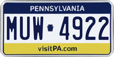 PA license plate MUW4922