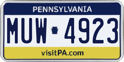 PA license plate MUW4923
