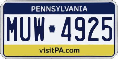 PA license plate MUW4925