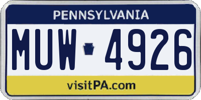 PA license plate MUW4926