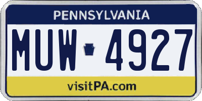 PA license plate MUW4927
