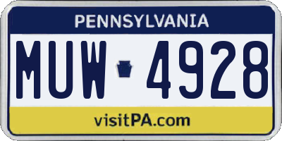 PA license plate MUW4928