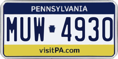 PA license plate MUW4930