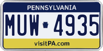 PA license plate MUW4935