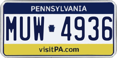 PA license plate MUW4936