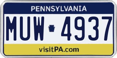 PA license plate MUW4937